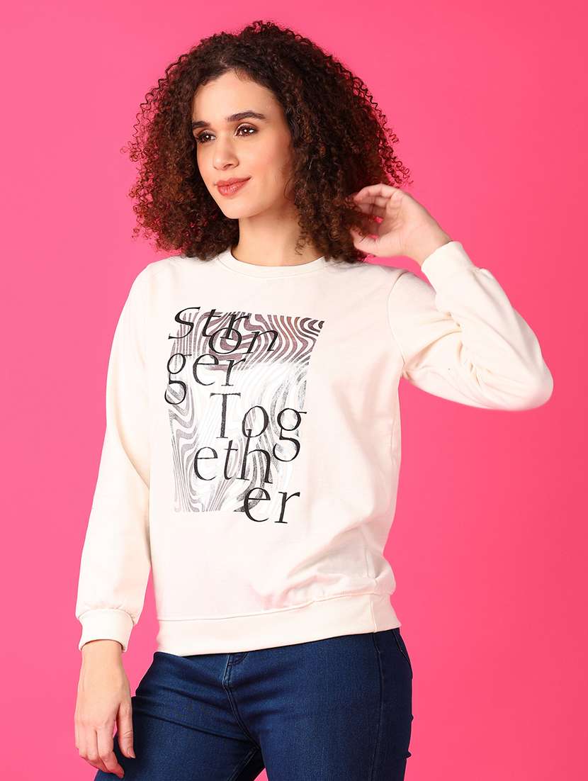 women front print long sleeve sweatshirt