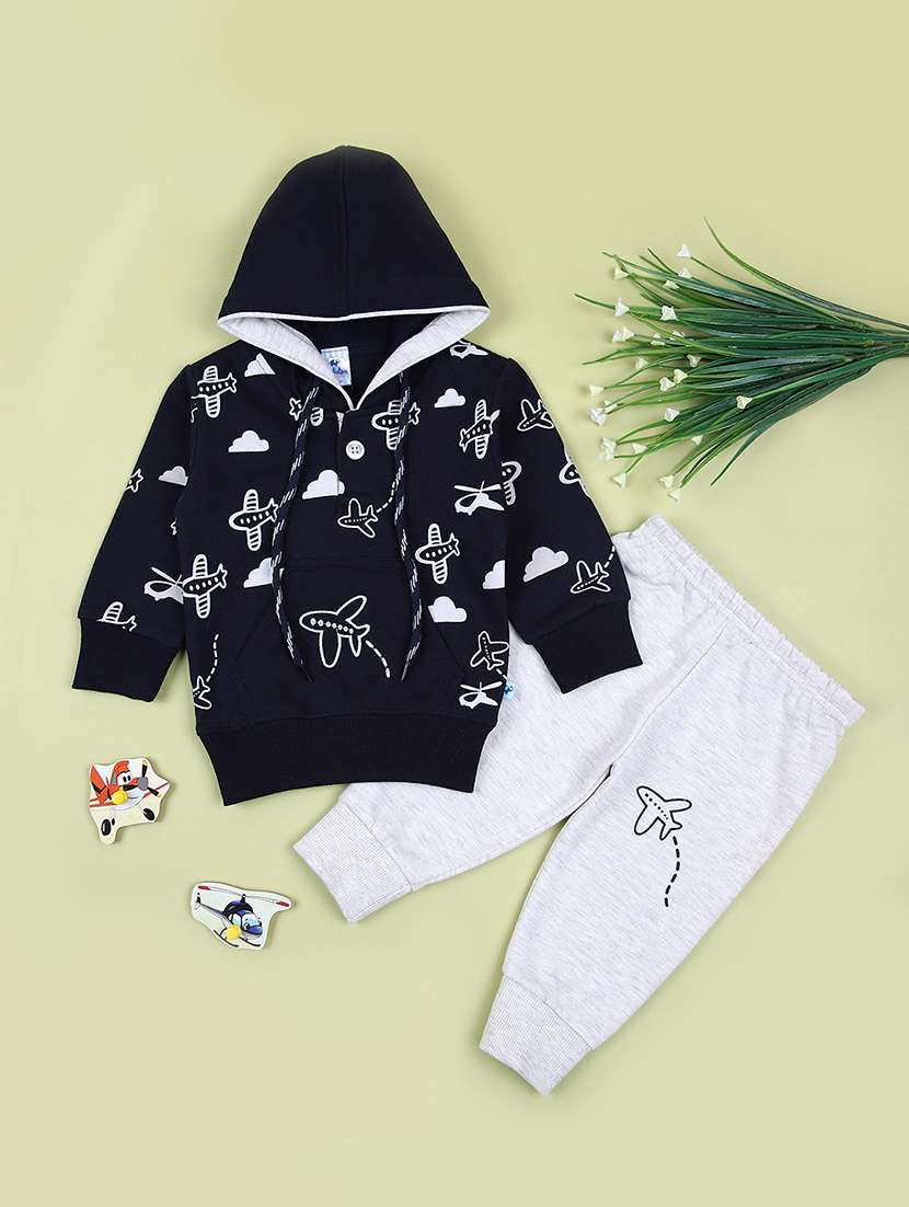 boys printed winterwear full length set