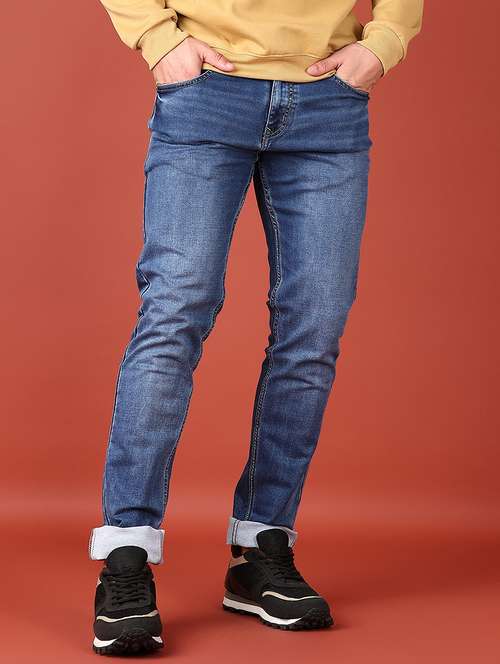men washed mid rise denim jeans - 21536394 - Standard Image - 0