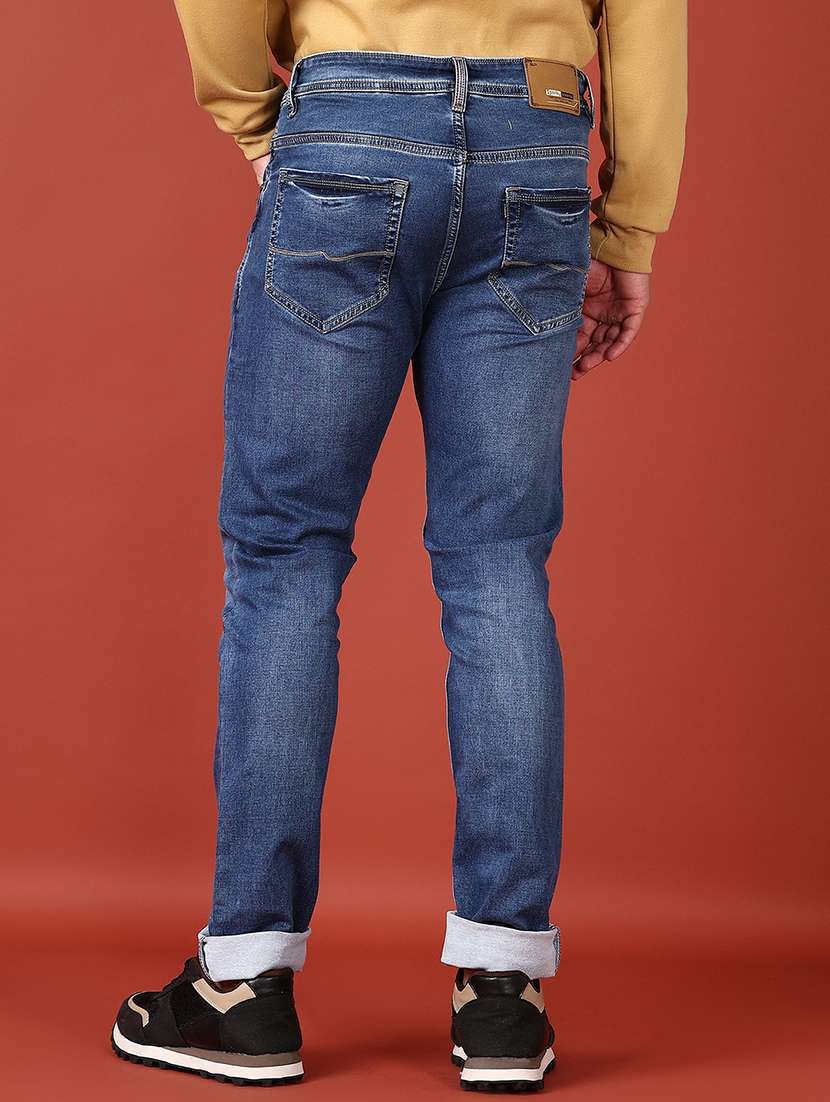 men washed mid rise denim jeans - 21536394 - Standard Image - 3
