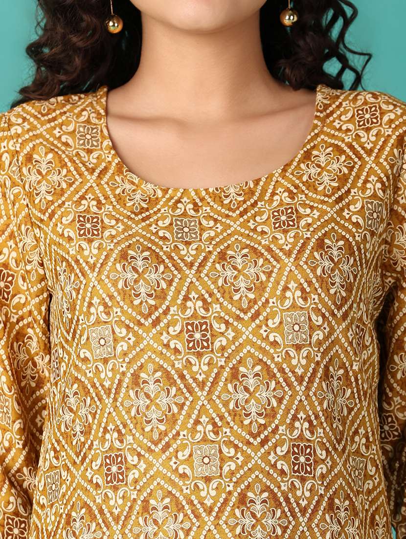women printed three quarter sleeve straight kurta - 21536422 -  Standard Image - 5