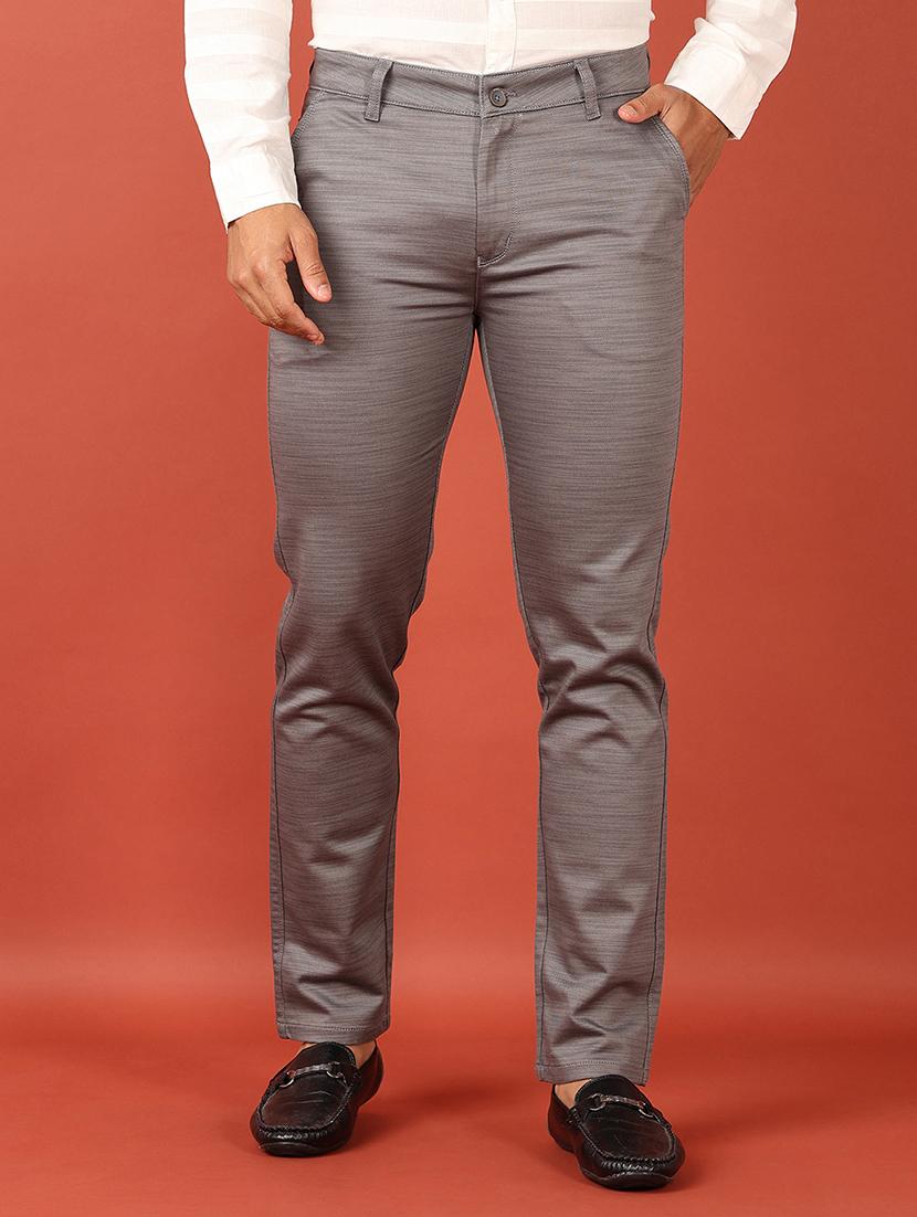 men mid rise solid flat front casual trouser - 21536441 - Zoom Image - 0