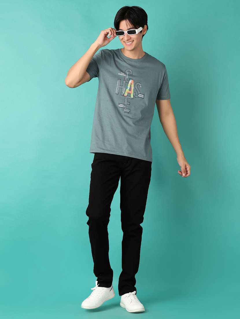 men round neck front printed t-shirt - 21536461 -  Standard Image - 3