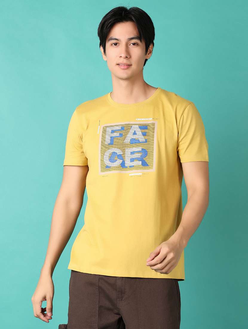 men round neck front printed t-shirt