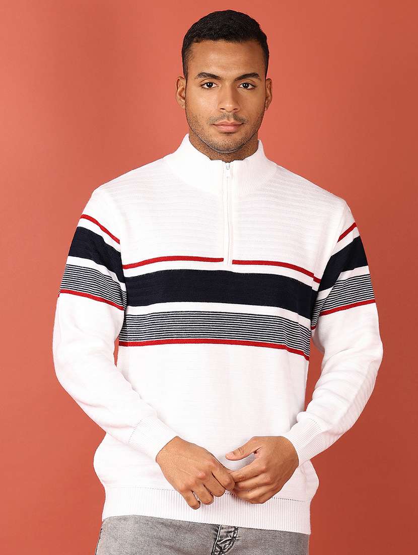 men long sleeves color block pullover