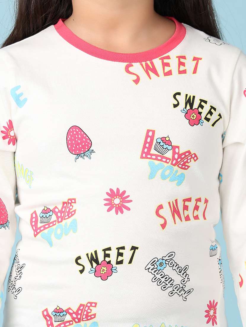 girls white printed long sleeve tee - 21536587 -  Standard Image - 5