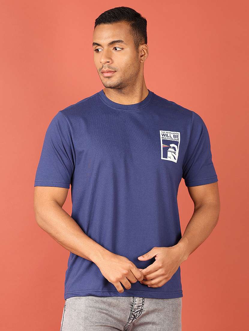 men round neck front & back print t-shirt