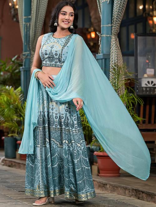 women printed flared lehenga choli with dupatta - 21536748 -  Standard Image - 0