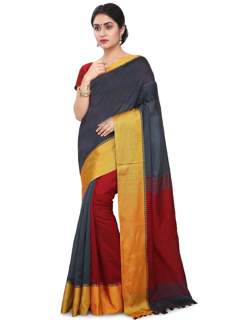 women grey handloom saree
