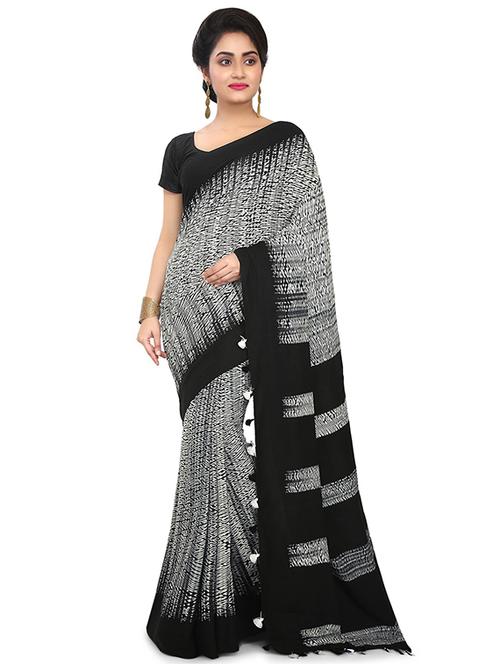 women black printed saree - 21536841 -  Standard Image - 0
