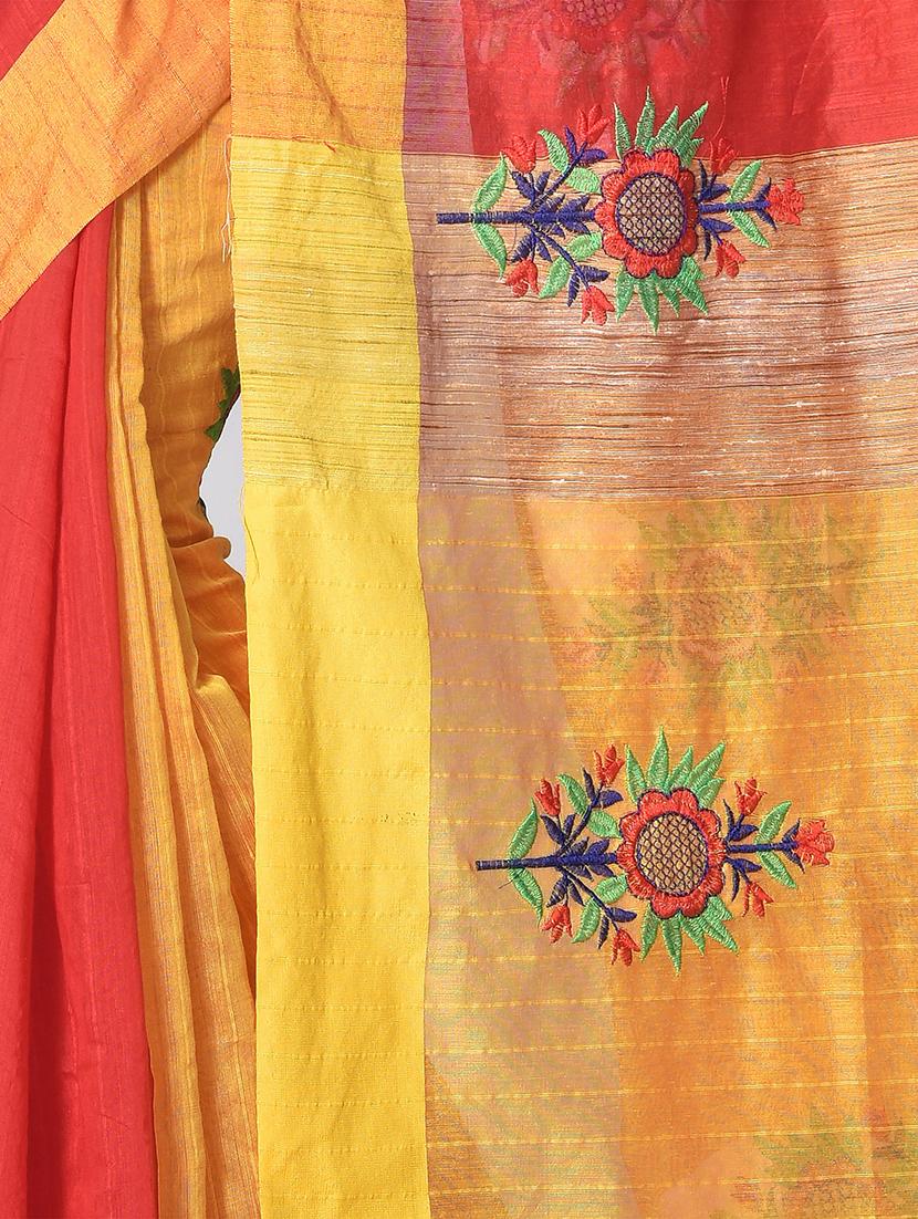 women solid with work embroidered saree - 21536863 - Standard Image - 3