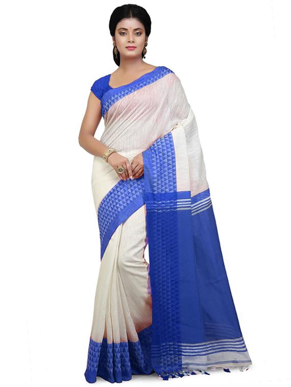 women solid with bordered saree - 21536890 - Zoom Image - 0