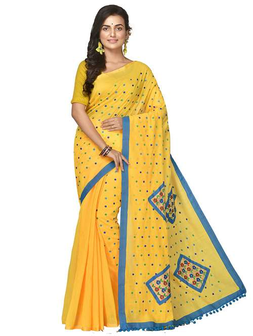 women solid with work embroidered saree - 21536918 - Standard Image - 0