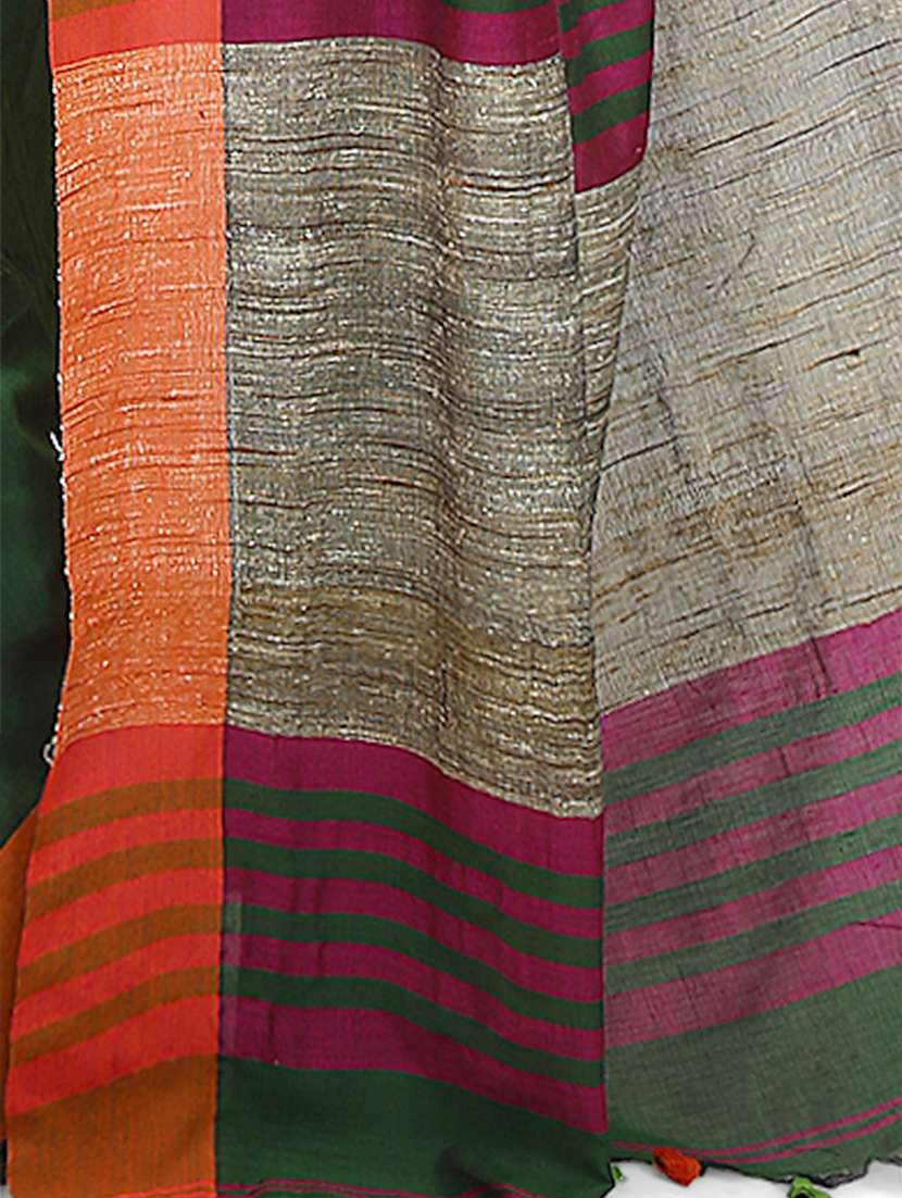 women solid handloom saree - 21536949 -  Standard Image - 3