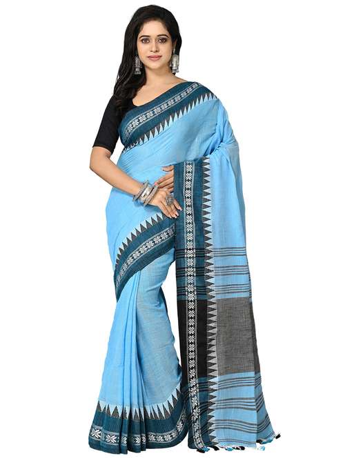 women solid handloom saree - 21537033 -  Standard Image - 0