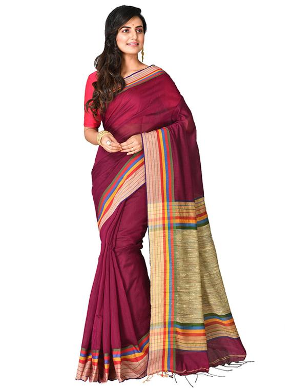 women solid handloom saree