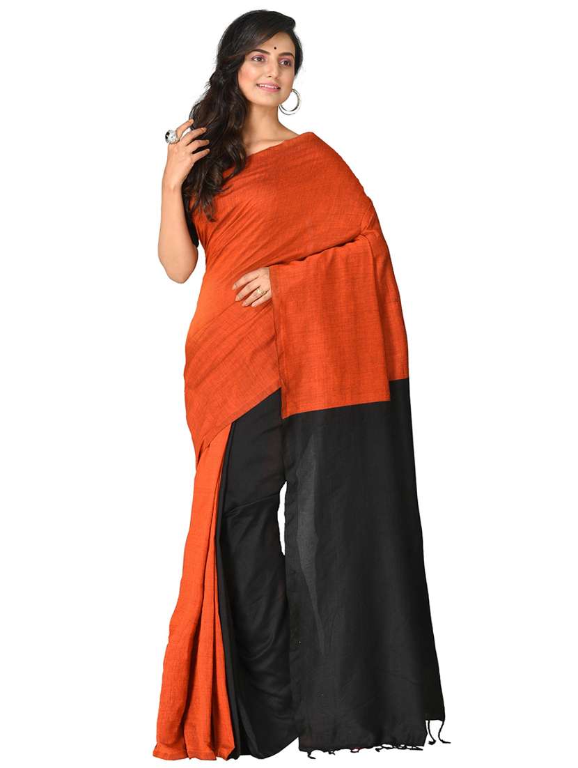 women solid handloom saree