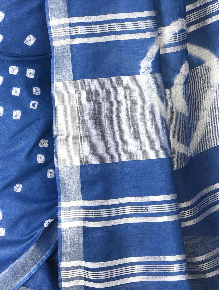 blue bandhani print handloom saree - 21537089 -  Standard Image - 3