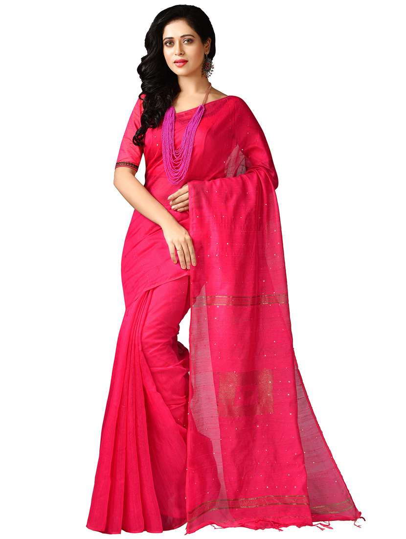 women solid with work handloom saree