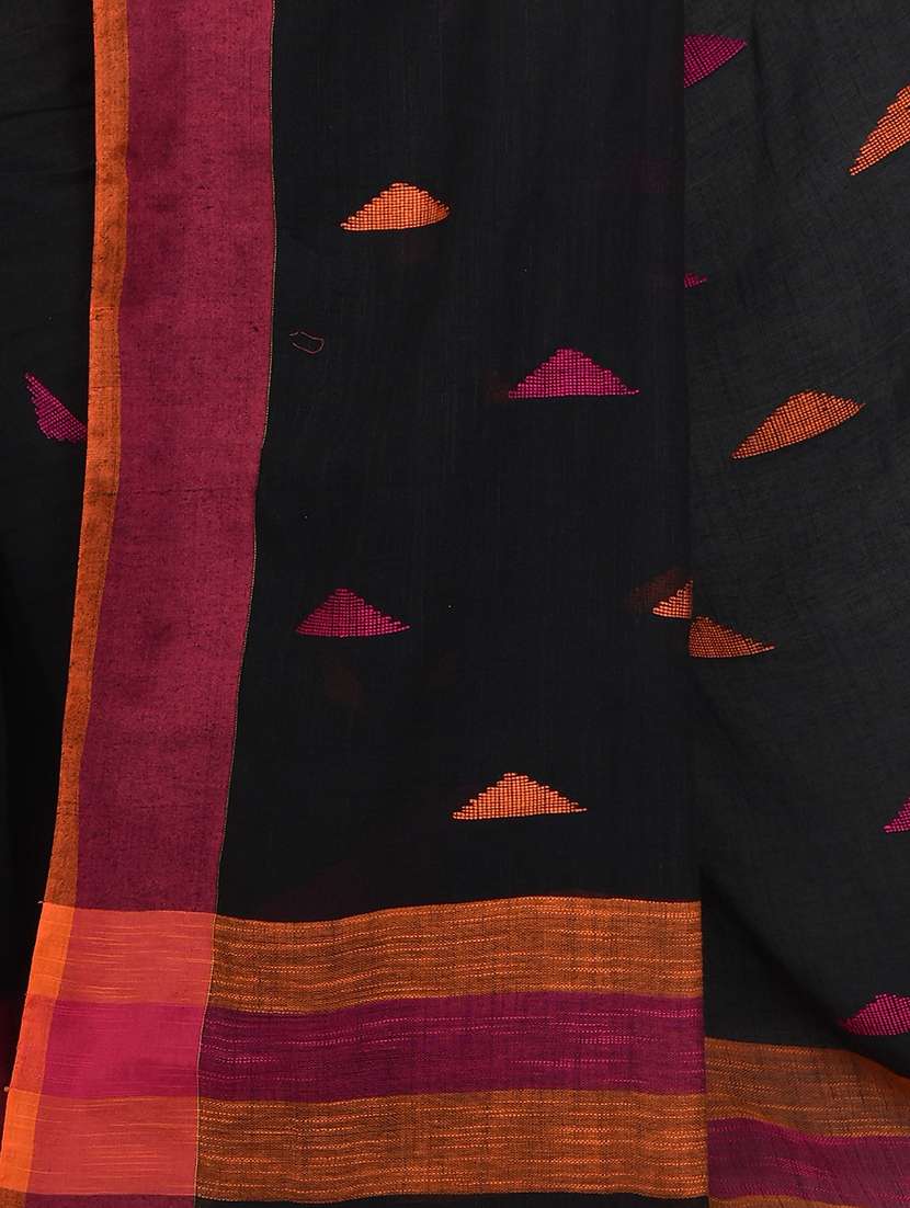 black self design handloom saree - 21537169 -  Standard Image - 3