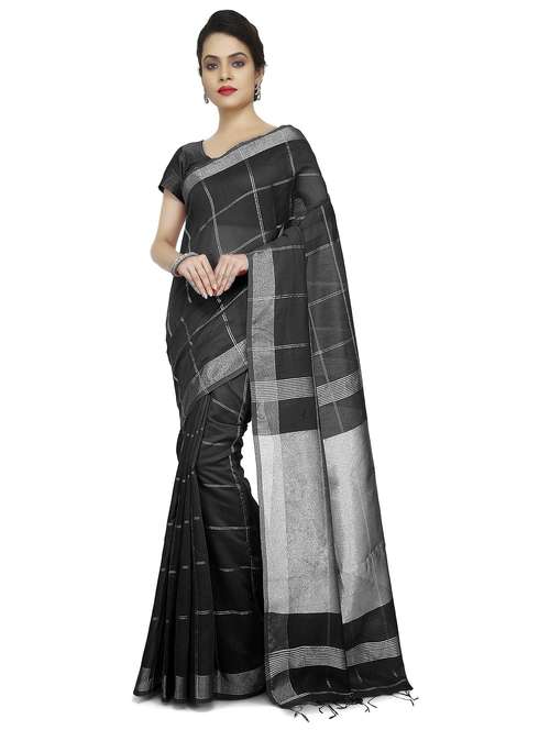 women checkered tant saree - 21537171 - Standard Image - 0
