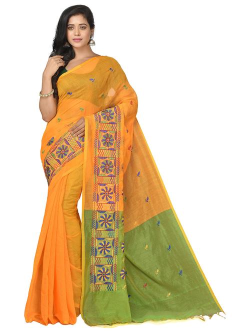 women solid with work embroidered saree - 21537179 - Standard Image - 0