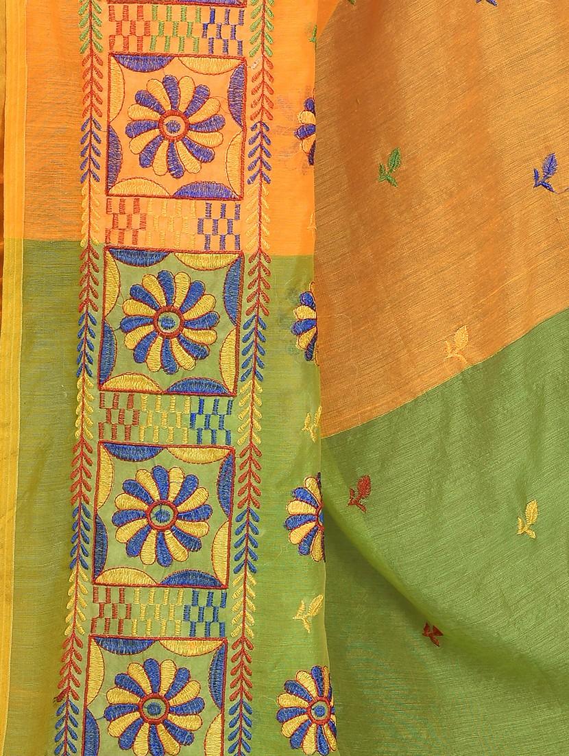 women solid with work embroidered saree - 21537179 - Standard Image - 3