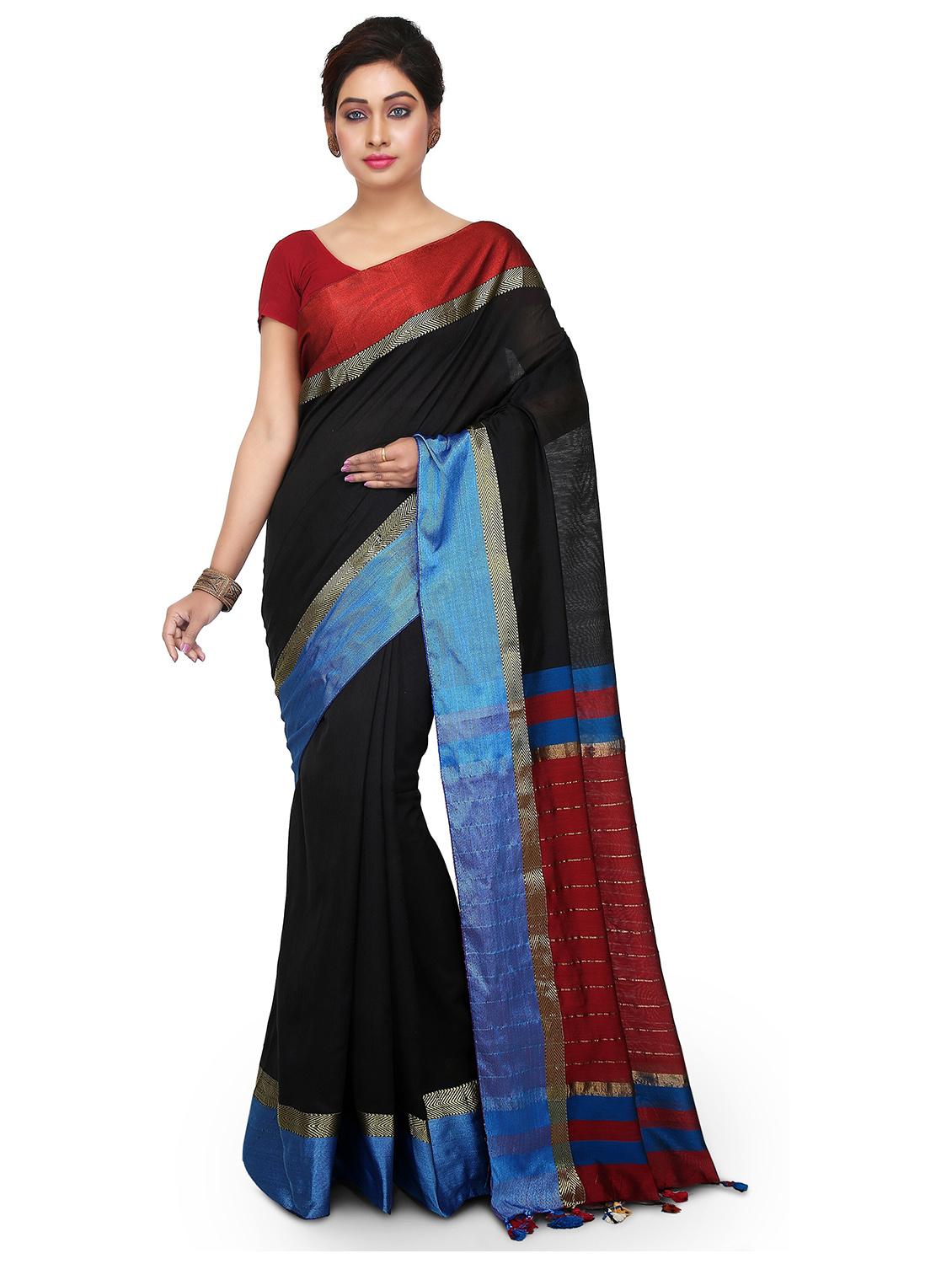 women solid with bordered saree - 21537221 -  Zoom Image - 0