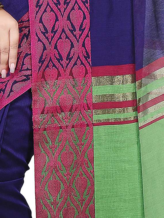 women solid with bordered handloom saree  - 21537249 -  Standard Image - 3