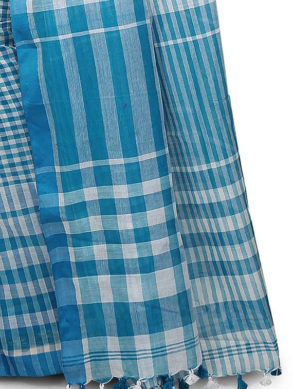 women checkered handloom saree - 21537252 -  Standard Image - 3