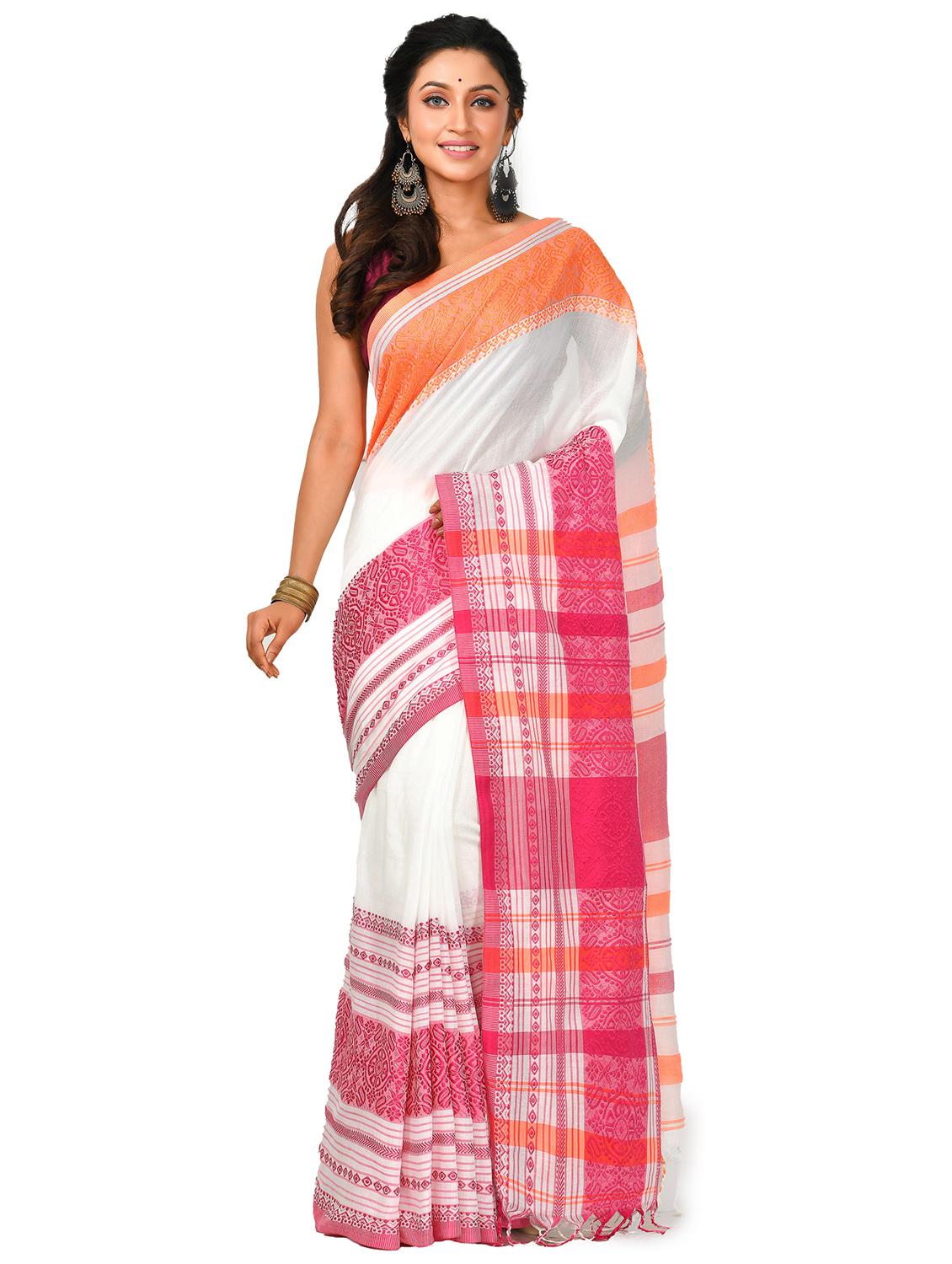 women pink handloom saree - 21537324 - Zoom Image - 0