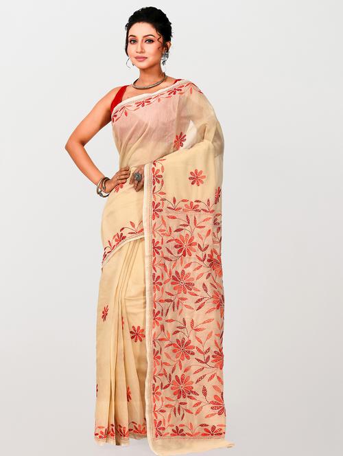 women sold with work chikankari saree - 21537341 - Standard Image - 0