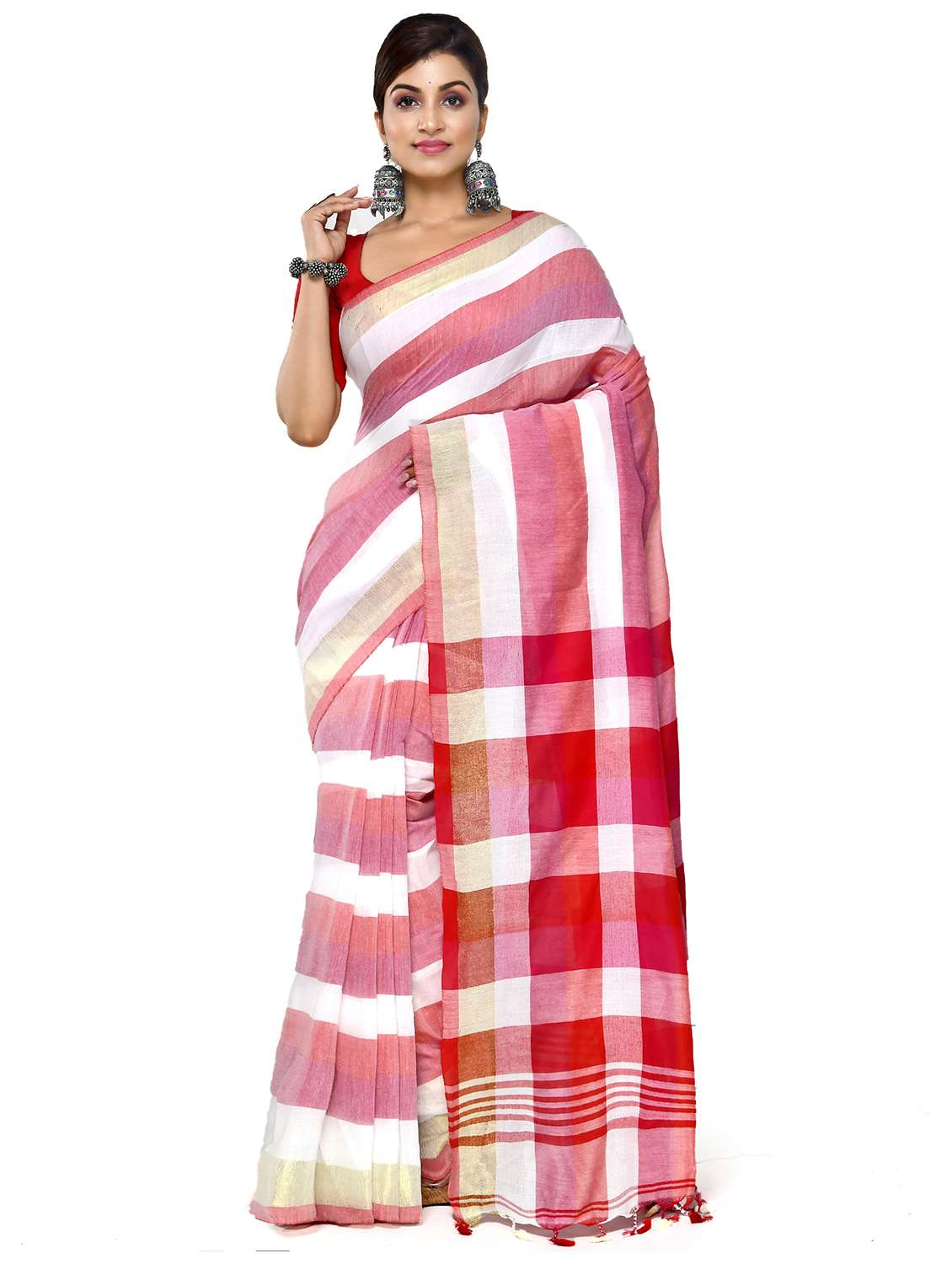 women striped handloom saree - 21537360 -  Zoom Image - 0