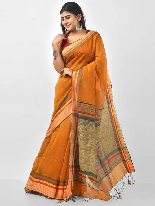 women solid handloom saree - 21537441 -  Standard Image - 0