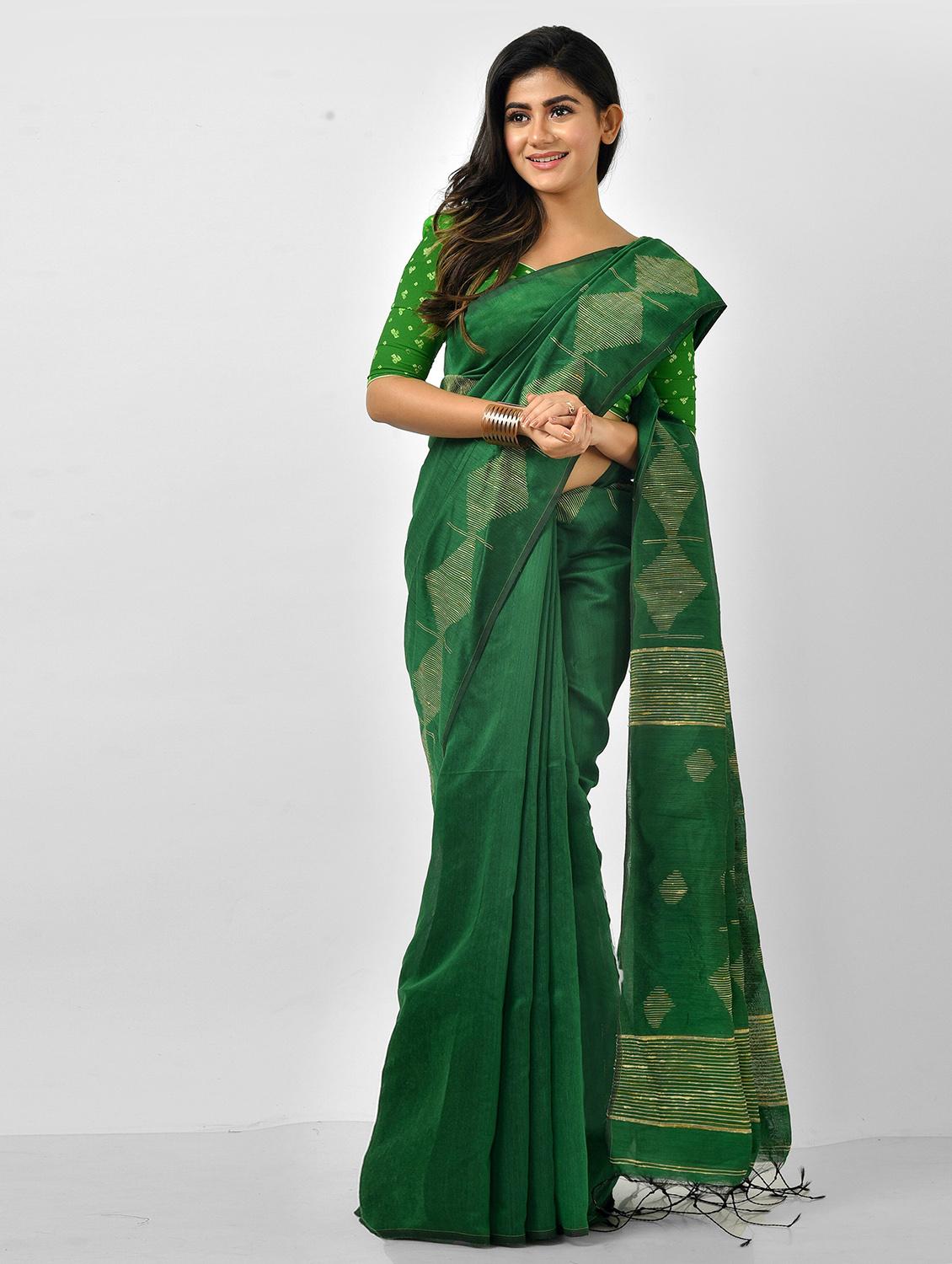 women green handloom saree - 21537459 -  Zoom Image - 0