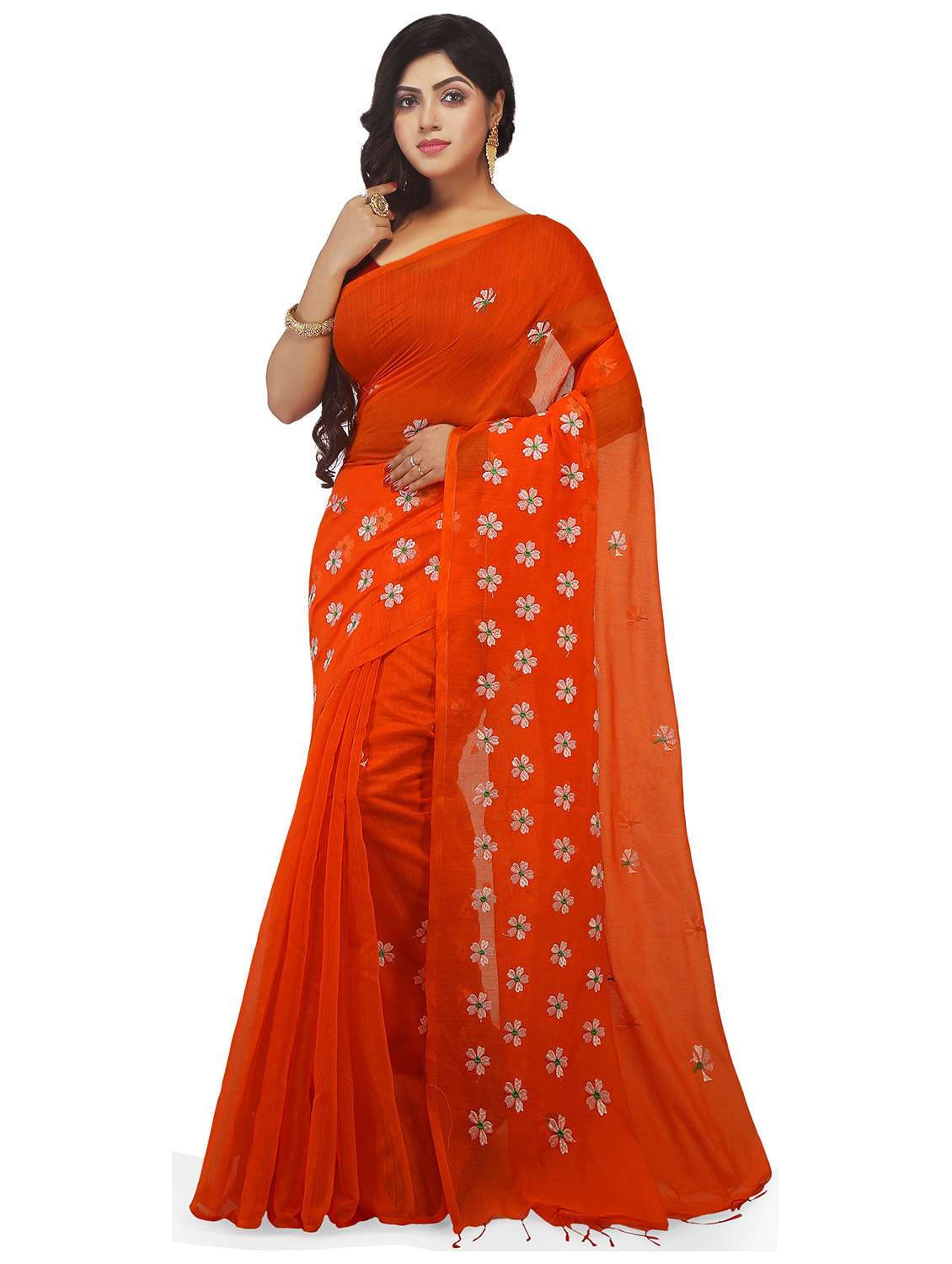 women floral embroidered saree