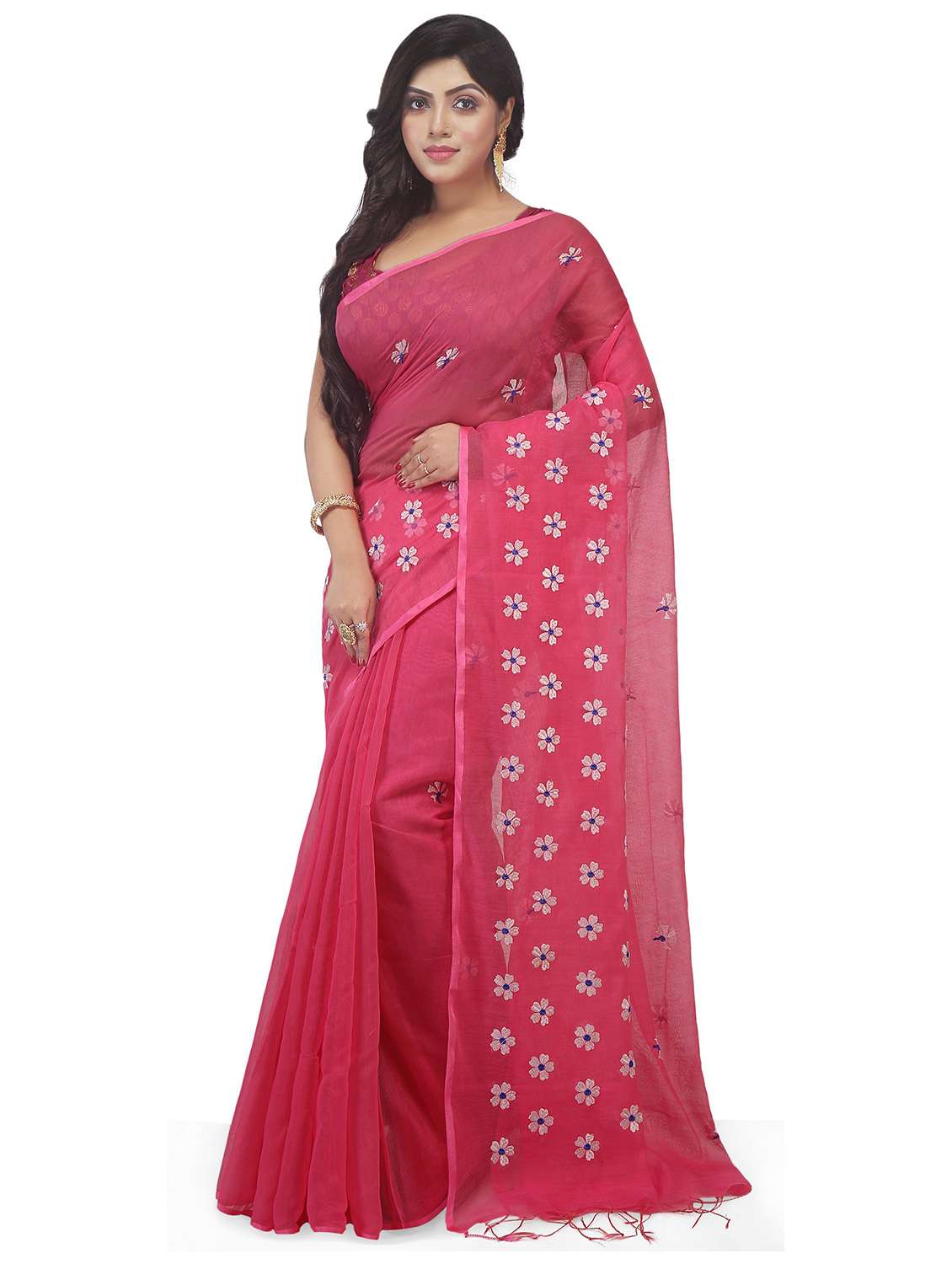 women floral embroidered saree