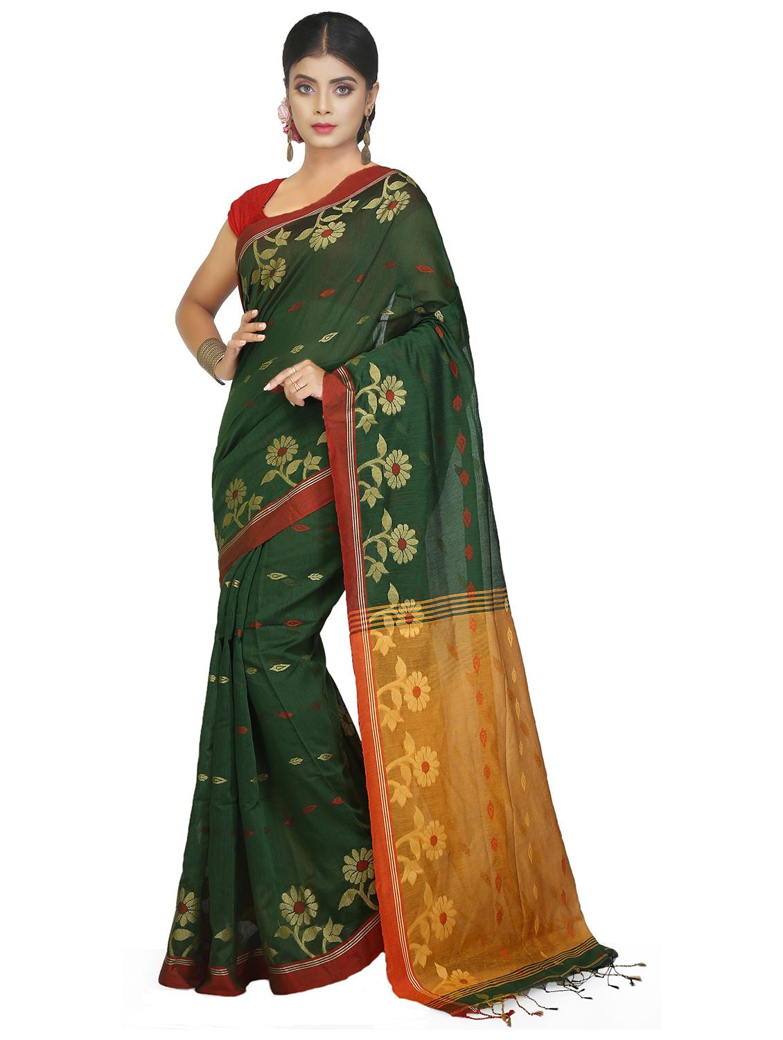 women green handloom saree