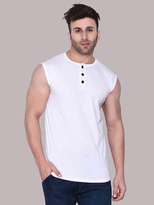 men solid sleeveless t-shirt - 21537579 - Standard Image - 0