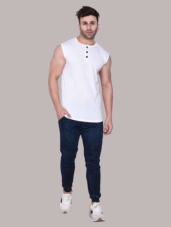men solid sleeveless t-shirt - 21537579 - Standard Image - 3