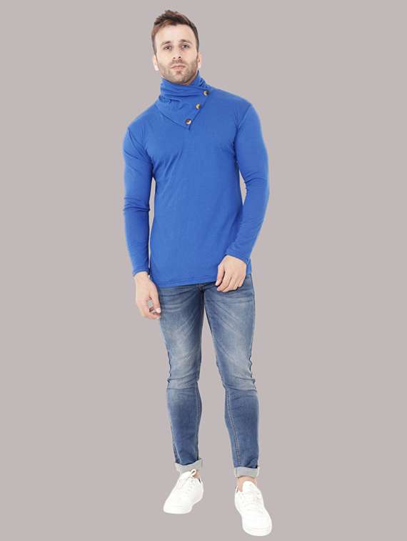 men solid turtle neck slim fit t-shirt - 21537587 -  Standard Image - 3