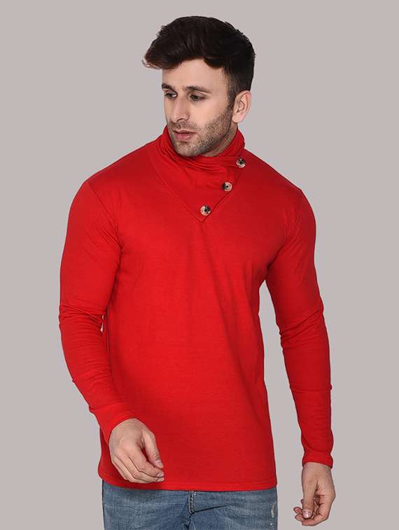 men solid turtle neck slim fit t-shirt - 21537590 -  Zoom Image - 0