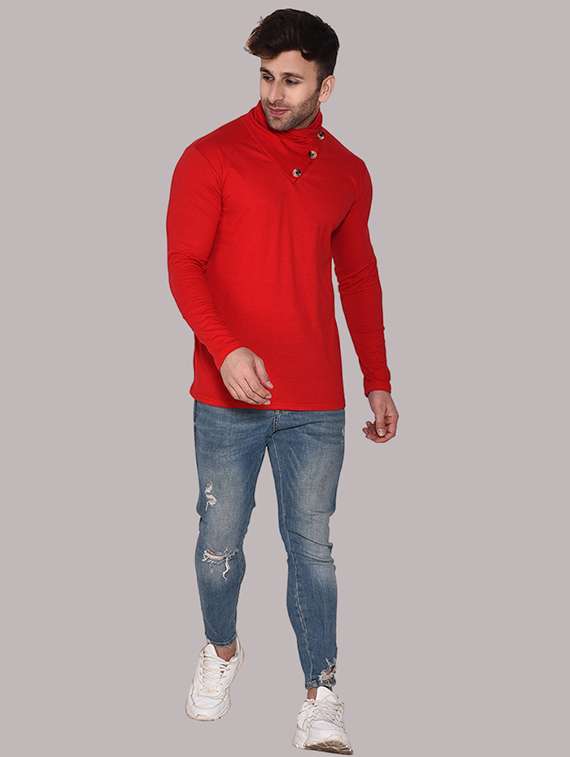 men solid turtle neck slim fit t-shirt - 21537590 -  Standard Image - 3