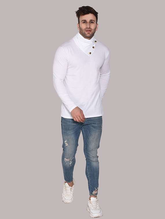 men solid turtle neck slim fit t-shirt - 21537592 - Standard Image - 3