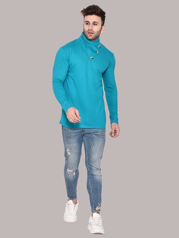 men solid turtle neck slim fit t-shirt - 21537595 -  Standard Image - 3