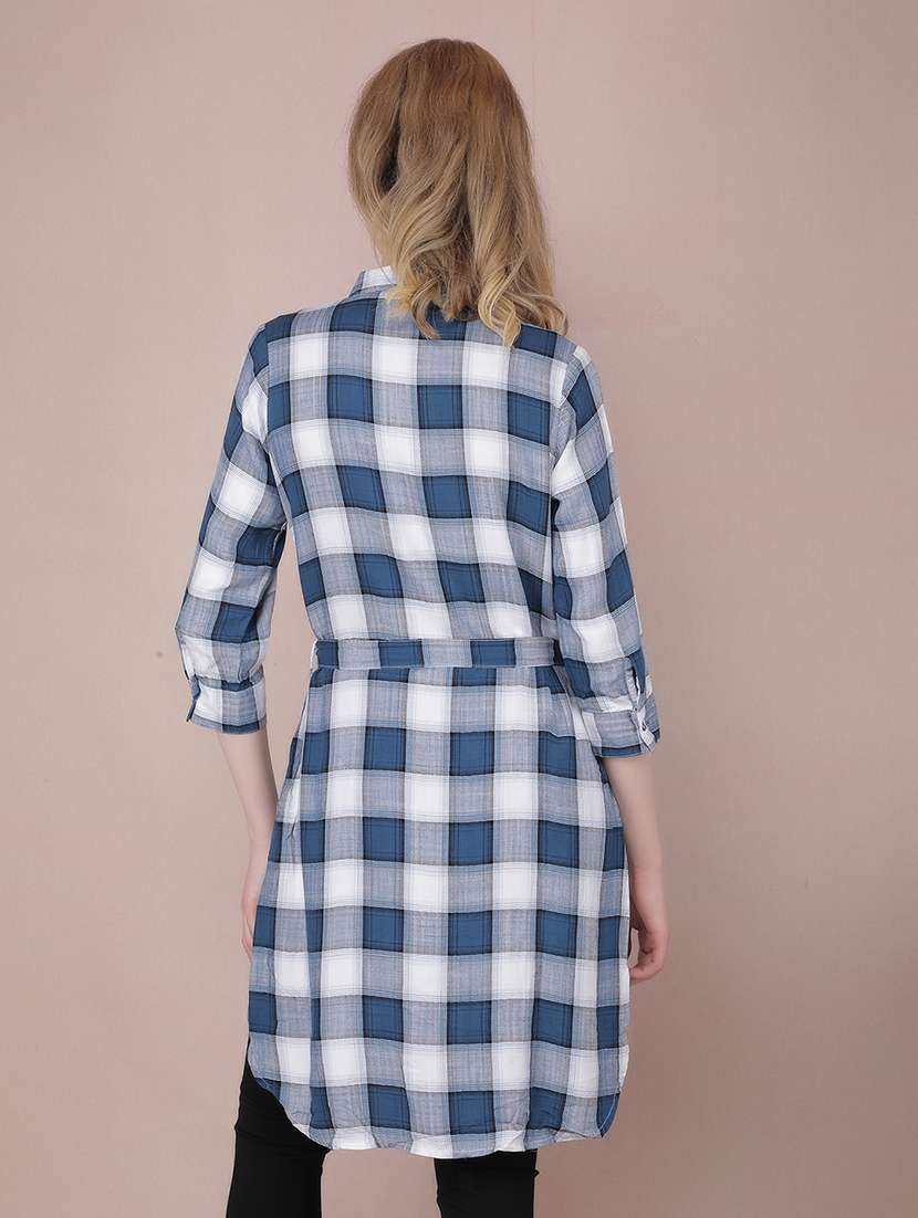women checkered high low shirt - 21537699 - Standard Image - 3