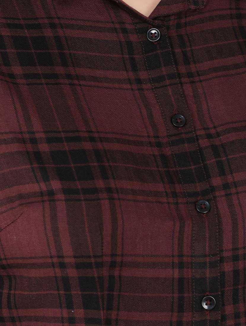 women checkered three quarter sleeve shirt - 21537706 - Standard Image - 5