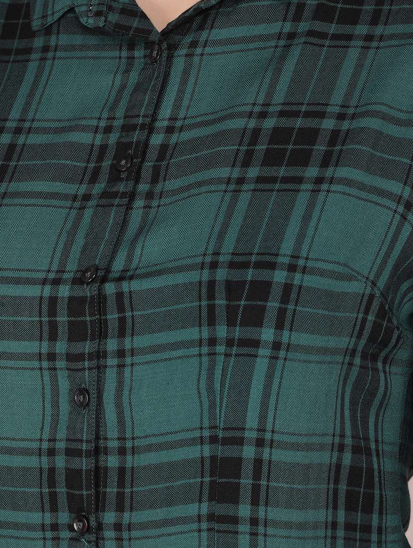 women checkered three quarter sleeve shirt - 21537707 - Standard Image - 5