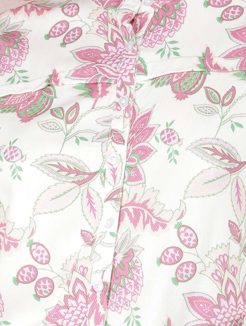 women floral printed mandarin collared shirt - 21537717 -  Standard Image - 5