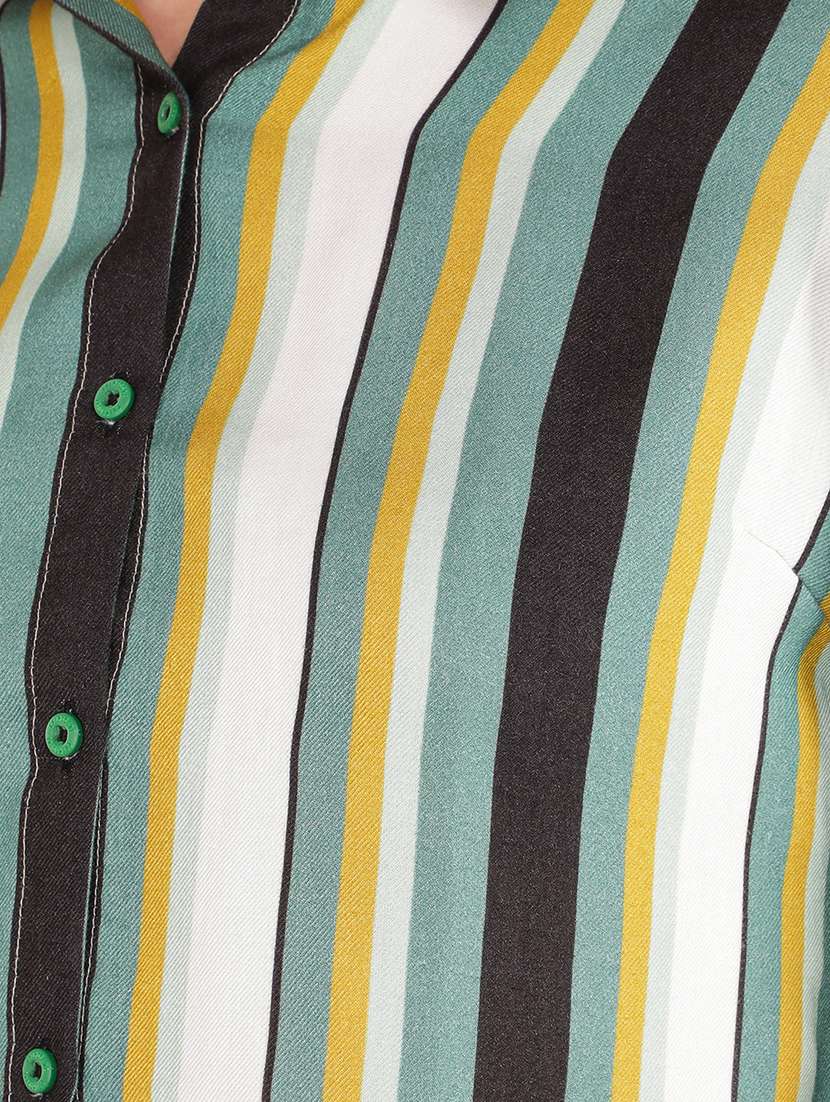 women striped long sleeve crop shirt - 21537719 -  Standard Image - 5